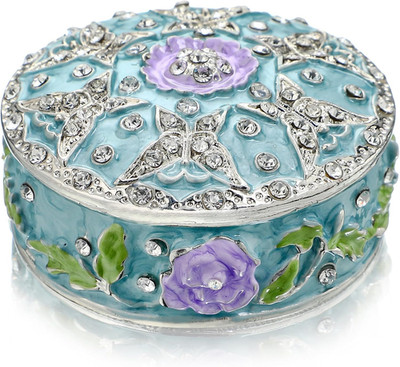 2.1Inch Small Vintage round Trinket Box Hinged Trinket Boxes Jeweled Ring Box Je