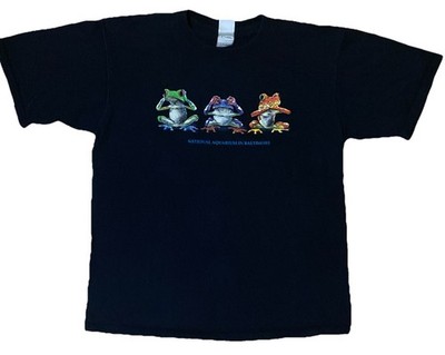 VINTAGE Baltimore Aquarium Souvenir T Shirt - Tree Frog See No Evil Y2K, Size L