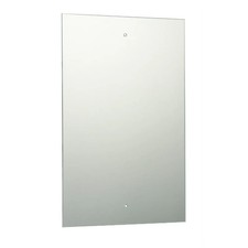 45 x 30cm Rect. Mirror with Pre-Drilled Holes & Chrome Cap Wall Hanging Fix Kit