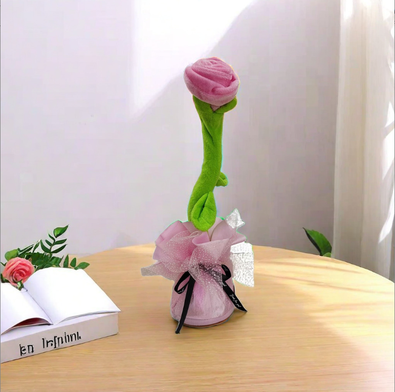 Dancing Rose Plush Toy Can Singing And Recording To Learn Talking Kids Gift