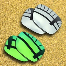 US 2 Pairs Polarized Lenses Replacement for-Oakley Holbrook Mix-Silver&Green