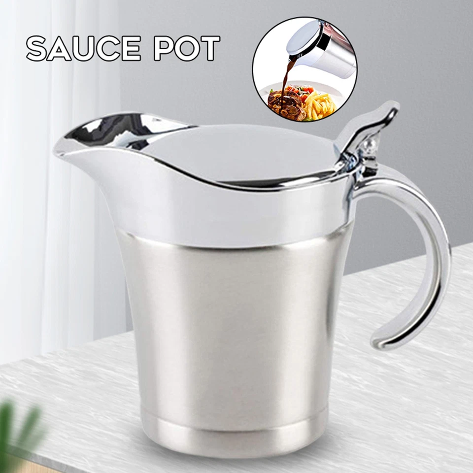 Insulated Gravy Boat Thermal Vacuum Sauce Serving Jug Pourer Pot 500/750ml