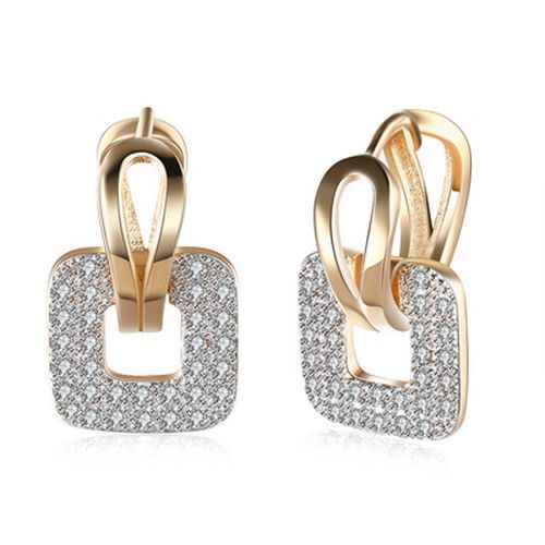 Round Circle Cubic Zirconia Earrings Women Fashion Jewelries Copper Hoop Earring - Picture 19 of 41