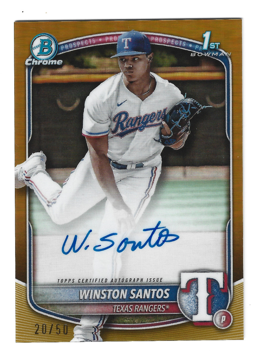 2025 Bowman Chrome Prospects Winston Santos 1st Auto Gold Refractor #20/50