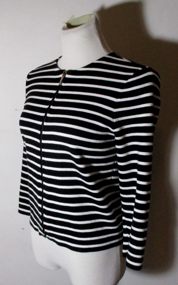 CHAPS 女式黑色/白色全拉链毛衣 S 码 — 第 4/4 张图片