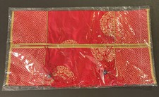 Festive Gold  Red Tissue Box Cover Gold Tassels 14in x 8in Hook Loop Opening.