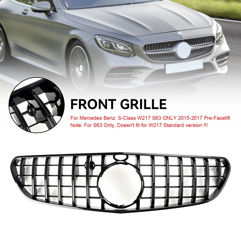 Front Bumper Grille Grill Fit Mercedes Benz W217 S63 AMG 2015-17 Pre-Facelift Foto 4 de 4