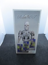 Vintage Key Wind 9" Skeleton Skull Terminator Tin Toy Robot - MS288