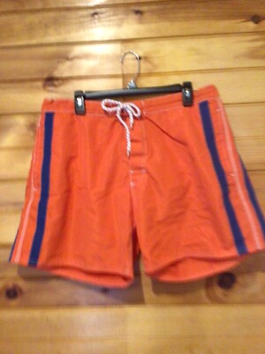 Talos Orange Men's Mesh Lined Polyester Swim Trunks Board