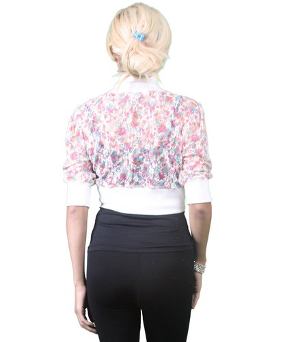 Multi Color Floral Open Shrug Bolero w/1/2 sleeves. JR Plus Size 1XL Or 3XL. - Picture 2 of 4