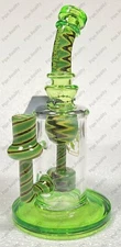 8" Green Smoke Yellow Torus Recycler Showerhead Perc Bubbler 14mm Wig Wag WigWag