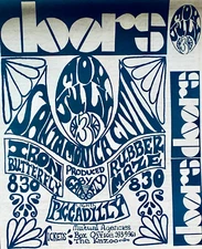 THE DOORS vintage 1967 Poster Style CONCERT ADVERT Jim Morrison SANTA MONICA CA