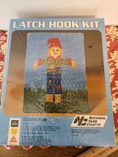 Vintage New Old Stock Latch Hook Kit 20" X 27" SCARECROW #407 USA FALL HALLOWEEN