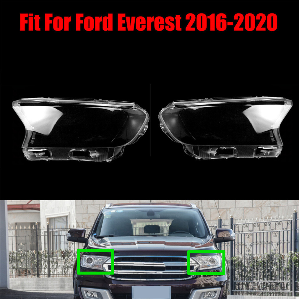 For Ford Everest 2016-2020 Left+Right Side Headlight Headlamp Clear Lens Cover