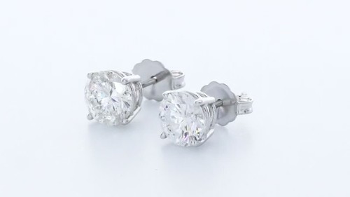 2.2 CTW LAB-CREATED DIAMONDS E/VVS2 ROUND CUT 14K WHITE GOLD PRONG CLASSIC STUDS - Video 1 of 1