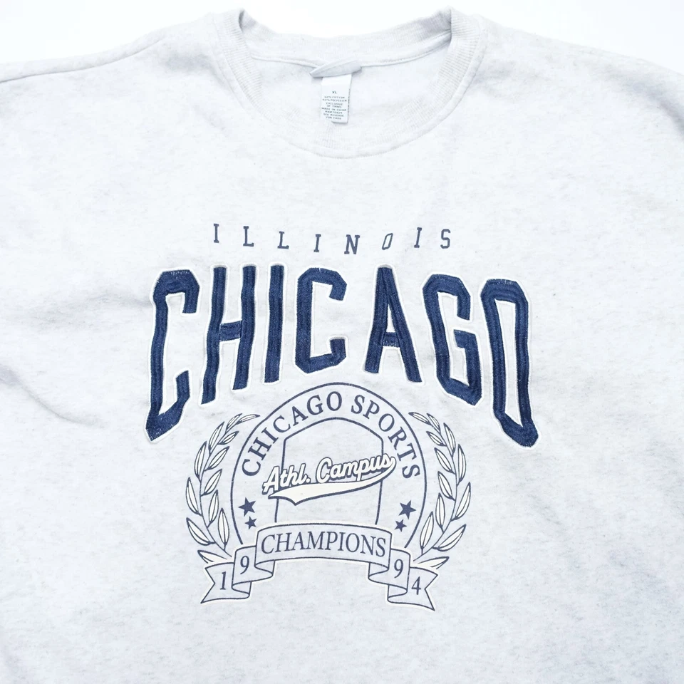 rue21 Sudadera Mujer XL Blanca Illinois Chicago Algodón Cuello Redondo Manga Larga Foto 2 de 4