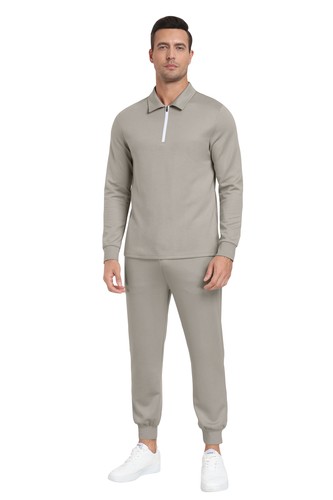 Men Tracksuit 2 Piece Sweatsuit Track Suit 1/4 Zip Long Sleeve Tops Jogging Pant - Picture 61 of 93
