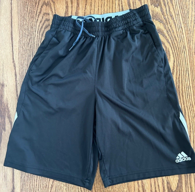 Adidas Climalite Kids Youth Athletic Basketball Shorts Black White Strips 