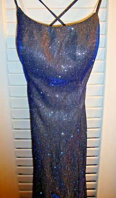 David's Bridal Formal Gown Sz 0 Blue/Gray Glitter~Brides Maid Zip/Straps 902 David's Bridal Formal Gown Sz 0 Blue/Gray Glitter~Brides Maid Zip/Straps 902