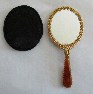 Vintage LIMOGES Handcrafted Pocket Mirror 5.25'' Long