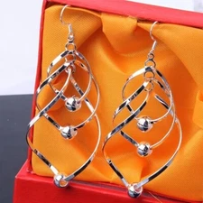 Twisted Geometric Dangle Hook Earrings Silver Plated Jewelry for Women