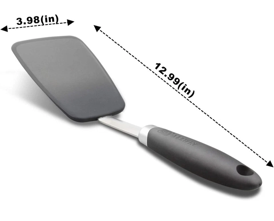 Espátula higiénica de silicona flexible resistente al calor, giratoria negra antiadherente Foto 3 de 4