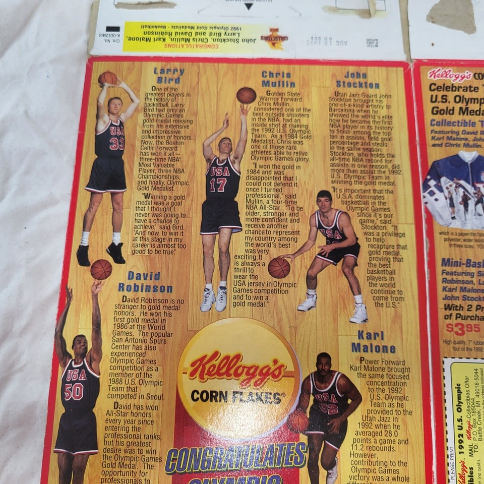 Kellogg's Corn Flakes Vintage 1992 Gold Dream Team Box Cornflakes