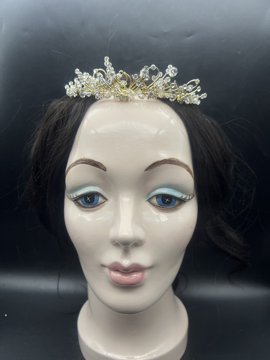 Vintage Gorgeous Gold Bridal Diadem Crown Tiara With  display picture 1