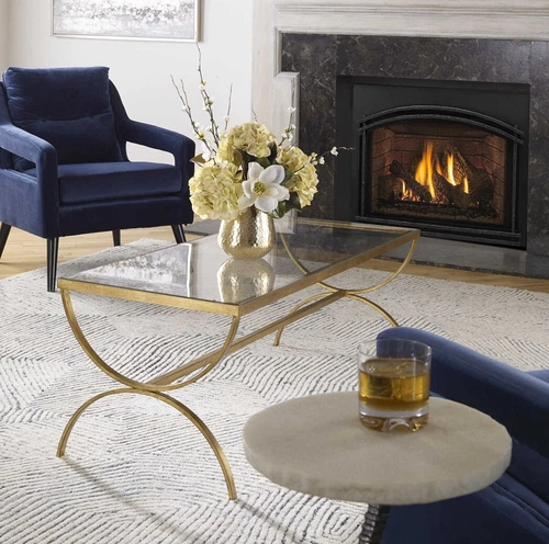 Crescent Antique Gold Finish Coffee Table Hand Forged Iron ~ Uttermost 25186 - Picture 2 of 8