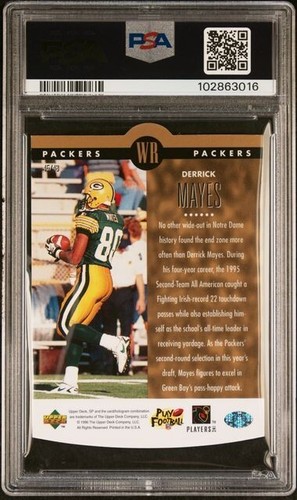 SET BREAK 1996 SP Holoview DERRICK MAYES Packers RC DIE-CUT Gold 45 PSA 8 Pop 2 - Picture 2 of 2