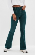 AE Stretch Corduroy Super High-Waisted Flare Pant Green Size:12R 5-Button Fly