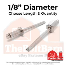 1/8" Diameter Dome Head Blind Rivets SS/SS Mandrel (Choose Grip Range & Qty)