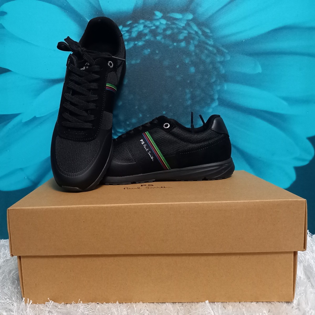 PS Paul Smith Black Sports Stripe Huey Trainers (Multiple Sizes Available)