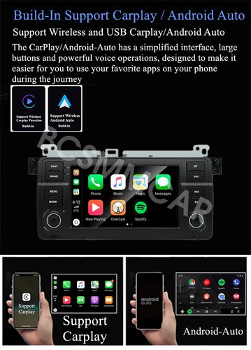 Touch Screen Radio Player WiFi GPS Fit For BMW E46 2-door Convertible 1999-2006 - Foto 5 di 24