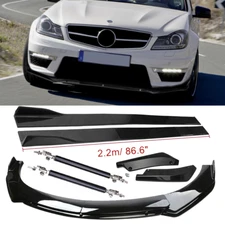 Front Bumper Lip Spoiler Splitter Body Kit+Side Skirt For Mercedes-Benz