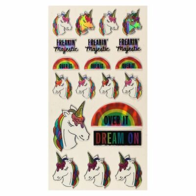 EINHORN REGENBOGEN AUFKLEBER x20 3D Freakin' Majestic Paperchase Kunst Verzierung