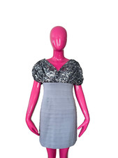 Sherri Hill Size 4 Grey Bodycon Dress with Sequins