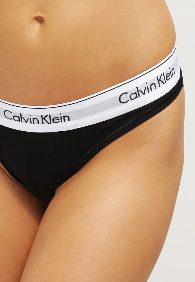 Calvin Klein Womens 3 Pack Thongs Knickers Underwears Black Grey - Image 2 of 4