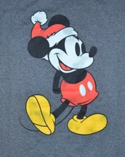 Disney Mickey Mouse wearing Santa Hat Christmas Tee Licensed Holiday T-Shirt