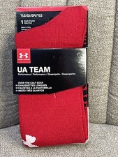   15 Under Armour Socks Red Team Performance Over-the-Calf Logo Youth L Soccer