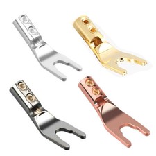 4pcs Copper Rhodium Silver Gold Plated HIFI Speaker Cable Y Spade Plug Connector