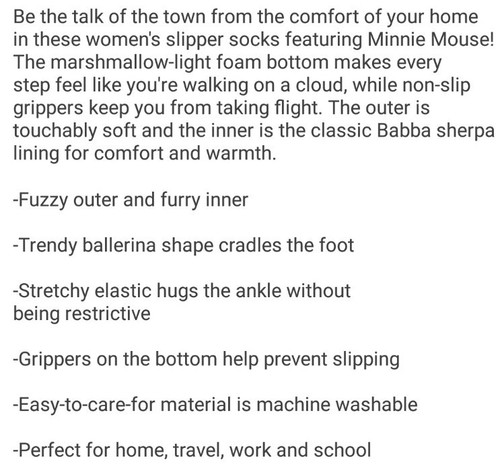 Minnie Mouse Slipper Socks S/M  5 / 7  Women Disney Fuzzy Babba Ballerina Soft - Picture 2 of 12