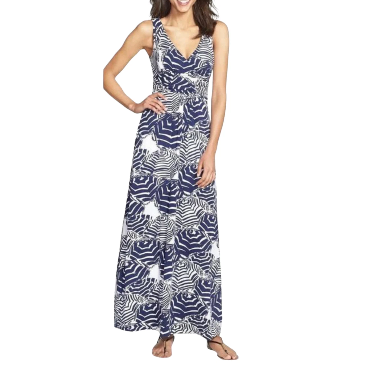 Lilly Pulitzer Women Oh Cabana Boy Sloane V Neck Maxi Dress Size S