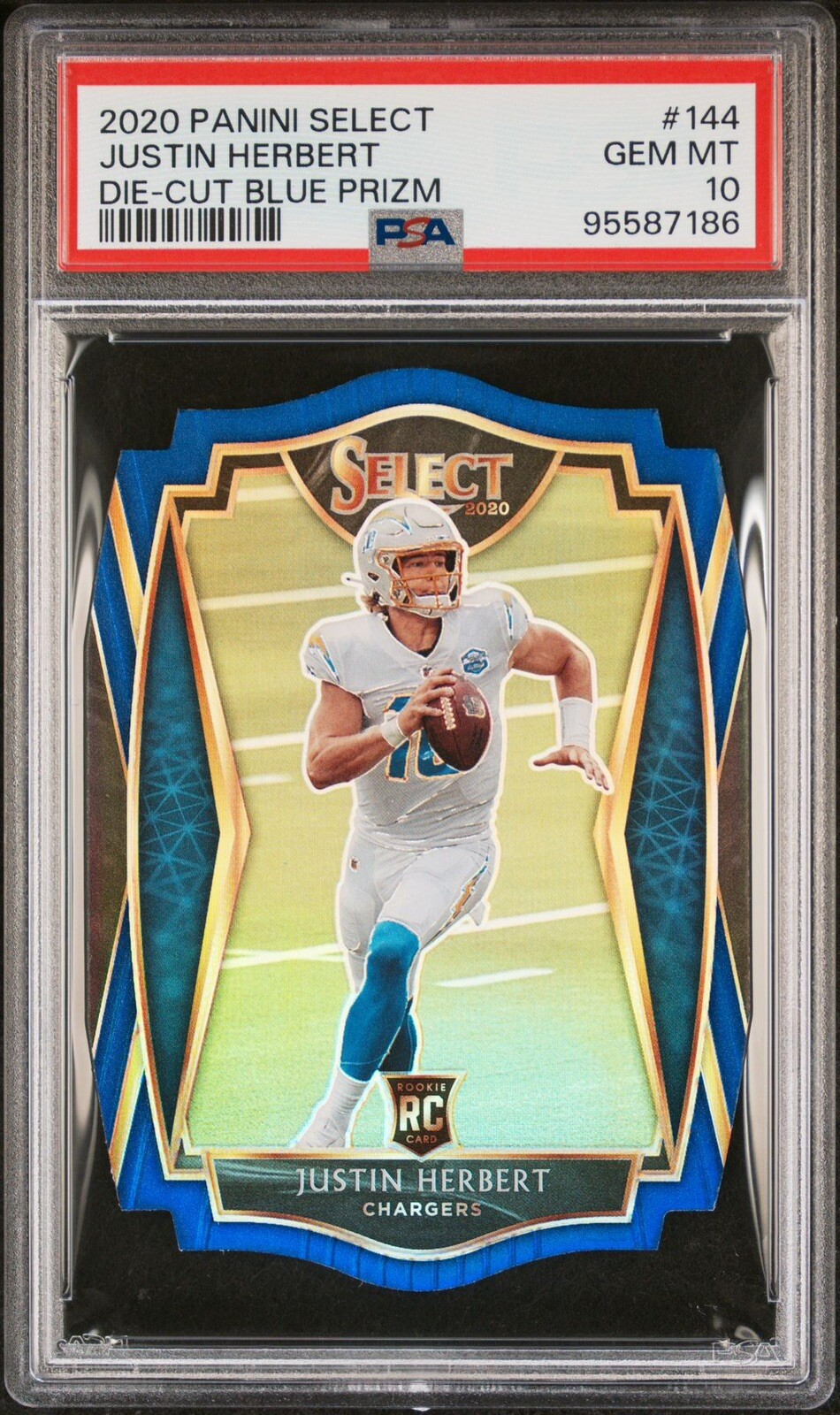 Justin Herbert 2020 Select Blue Die-Cut Prizm Premier Rookie RC PSA 10 GEM MINT