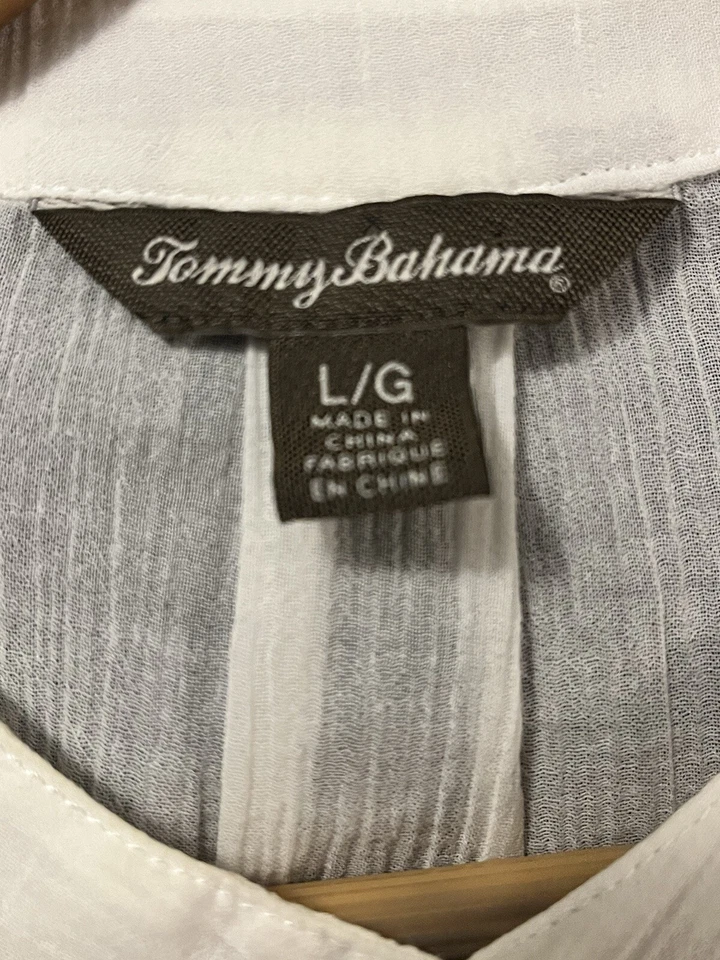 Tommy Bahama Women Boho Sheer White Tank Top Size Large 100% Cotton - Image 4 of 4