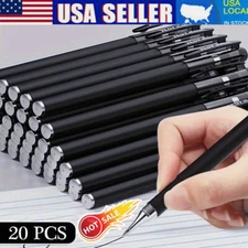 ⚡20PCS Ballpoint Pens-0.5mm Black Smooth Writing School Exam Office Use Gel Pen⚡