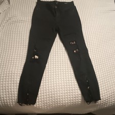 Judy Blue Los Angeles Jeans Womens Size 7 Black Distressed Skinny Cheetah 29x27