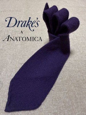 Drakes ANATOMICA Cashmere Solid Tie Purple 141cm 7.5cm 3.5cm From Japan