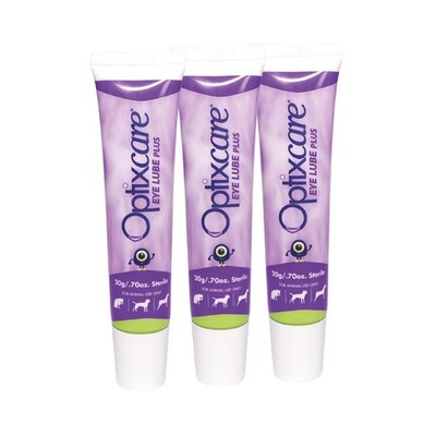 OptixCare Eye Lube Plus + Hyaluron 20g for Dog Cat Horses, Pack of 3