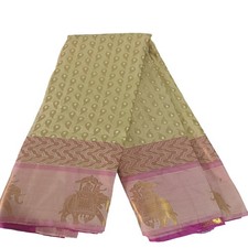 Elegant Kanchi Silk Saree with Traditional Elephant Motifs